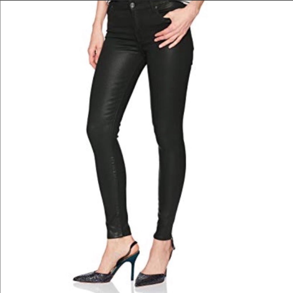 7 for all mankind the skinny black coated 28